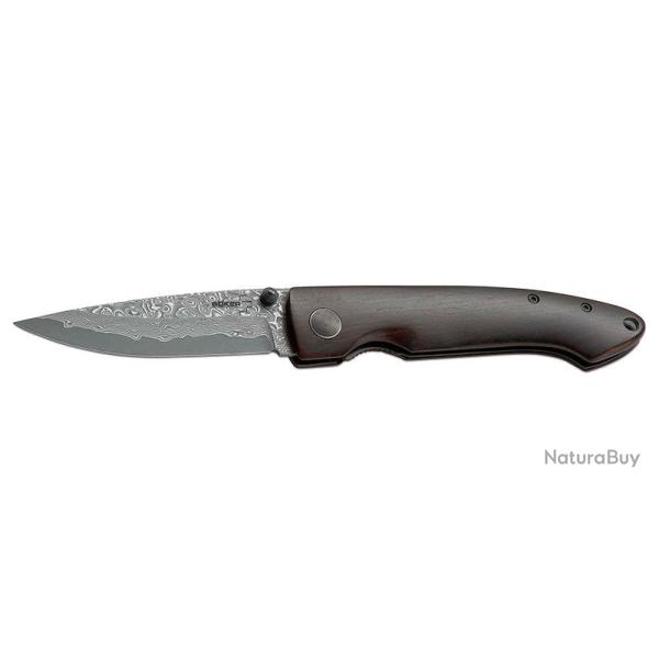 Couteau pliant Boker Plus Damas Gent 1 acier Damas lame 82 mm - Bois naturel