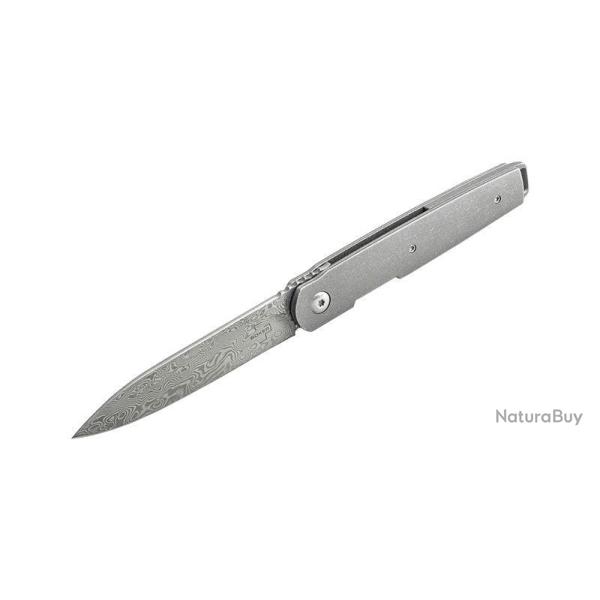 Couteau pliant Boker Plus LFR Damascus acier Damas lame 86 mm - Gris