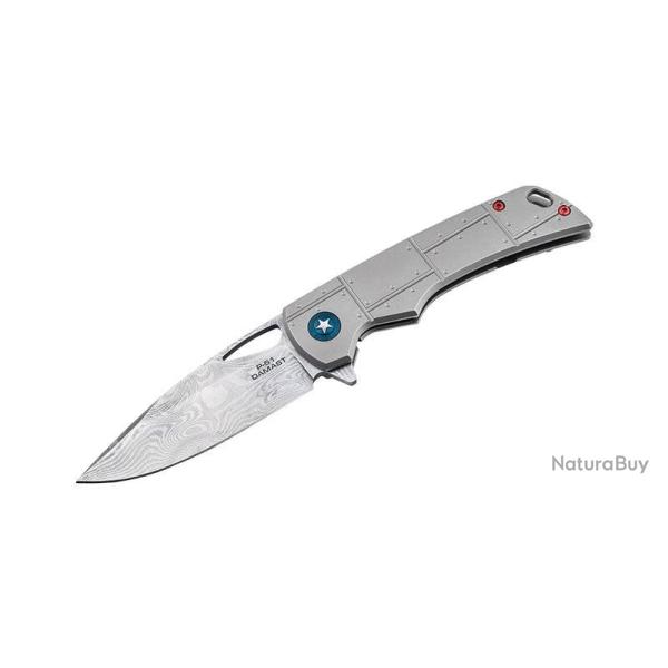 Couteau pliant Boker Plus P-5 Damast acier Damas lame 85 mm - Gris