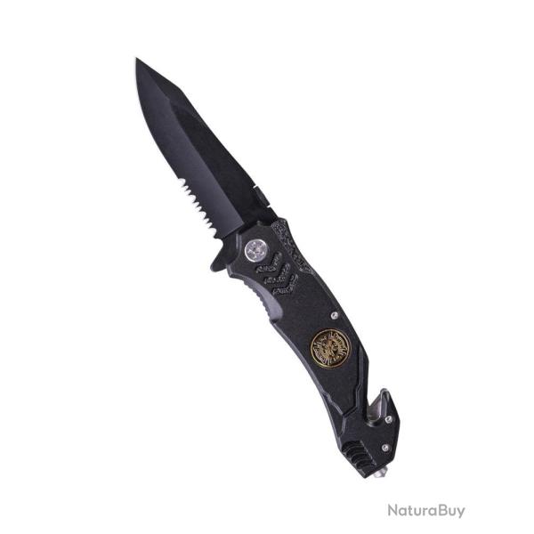 Couteau pliant de secours Mil-Tec Fire Brigade lame 440A - Noir