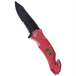 Couteau pliant de secours Mil-Tec Fire Brigade lame 440A - Rouge