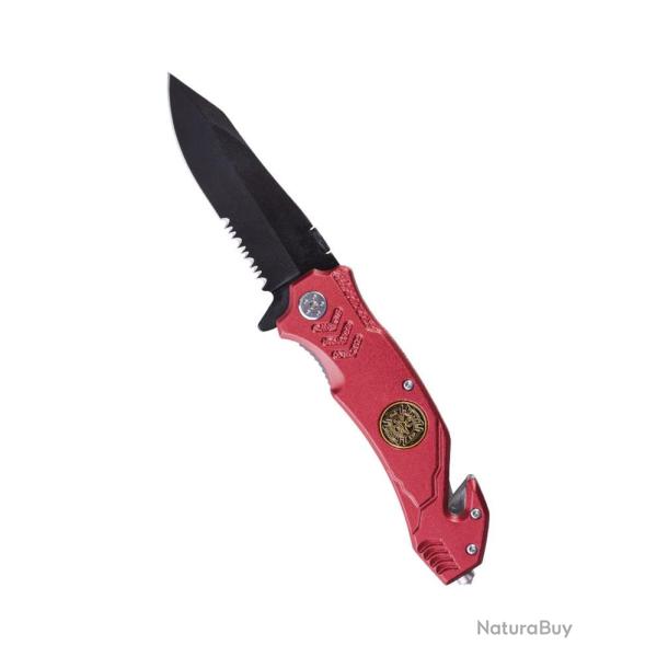 Couteau pliant de secours Mil-Tec Fire Brigade lame 440A - Rouge