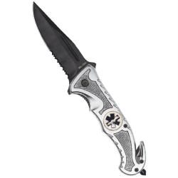 Couteau pliant de secours Mil-Tec Rescue lame 420 de 8,5 cm - Argent
