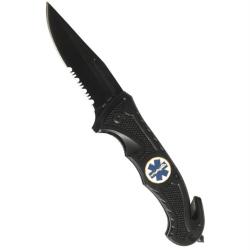 Couteau pliant de secours Mil-Tec Rescue lame 420 de 8,5 cm - Noir