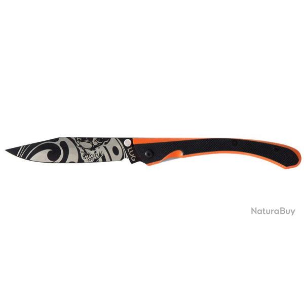 Couteau pliant Lug C63 Bad Boy acier 7Cr17MoV lame 80 mm - Noir et orange