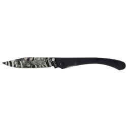 Couteau pliant Lug C63 Fleurs Nature acier 7Cr17MoV lame 80 mm - Noir