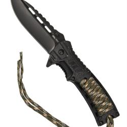 Couteau pliant Mil-Tec One-Hand Paracord lame 10 cm 3Cr13 - Autre