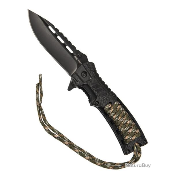 Couteau pliant Mil-Tec One-Hand Paracord lame 10 cm 3Cr13 - Autre