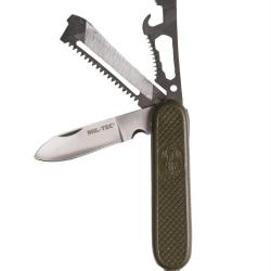 Couteau pliant multifonctions type arm&eacute;e espagnole Mil-Tec - Vert olive