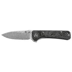 Couteau pliant QSP Hawk 131Q acier Damas lame 82 mm lame drop - Noir et gris