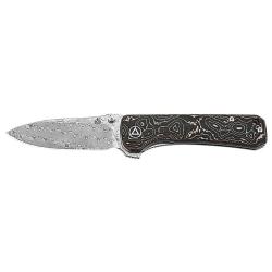 Couteau pliant QSP Hawk 131S acier Damas lame 82 mm lame drop - Noir et bronze