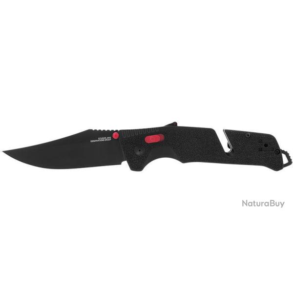Couteau pliant SOG Trident AT acier CRYO D2 lame 94 mm - Noir et rouge