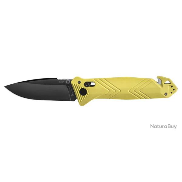 Couteau pliant TB Outdoor CAC Lisse - 4 fonctions acier Nitrox - Jaune