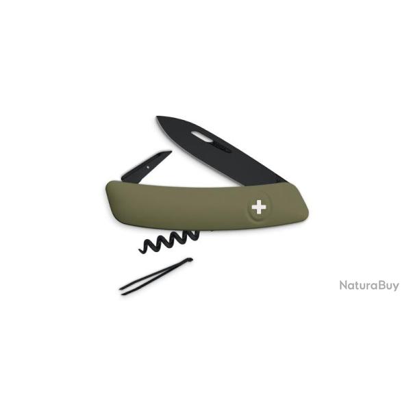 Couteau suisse Swiza D01 ALLBLACK 4 fonctions lame 75 mm - Vert olive