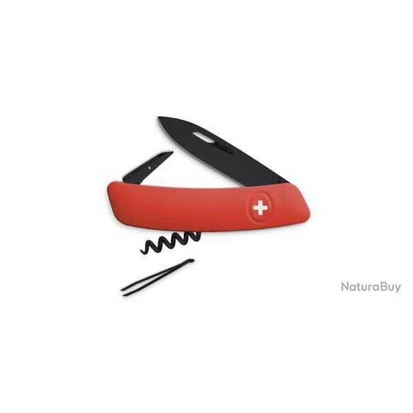 Couteau suisse Swiza D01 ALLBLACK 4 fonctions lame 75 mm - Rouge