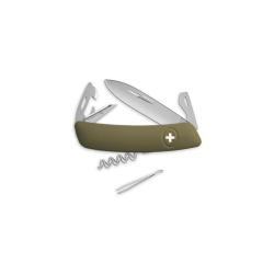 Couteau suisse Swiza D03 Allmatt plaquettes synth&eacute;tiques - Vert olive