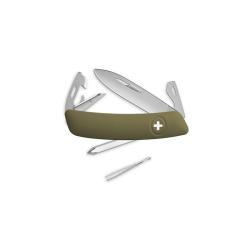 Couteau suisse Swiza D04 Allmatt plaquettes synth&eacute;tiques - Vert olive