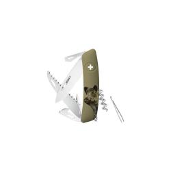 Couteau suisse Swiza D05 gravure Sanglier 8 outils avec scie - Vert olive
