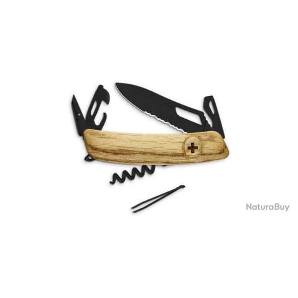 Couteau suisse Swiza SH03 ALLBLACK ouverture une main 7 outils - Ch�ne