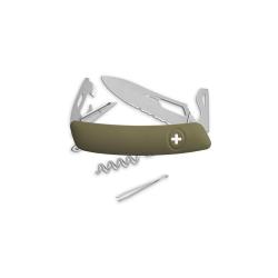 Couteau suisse Swiza SH03 Allmatt synth&eacute;tique ouverture - Vert olive