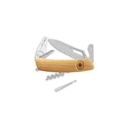 Couteau suisse Swiza SH03 tire-tique Allmatt bois lame ondul&eacute;e - Ch&ecirc;ne