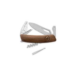 Couteau suisse Swiza SH03 tire-tique Allmatt bois lame ondul&eacute;e - Noyer