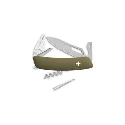 Couteau suisse Swiza SH03 tire-tique Allmatt synth&eacute;tique - Vert olive