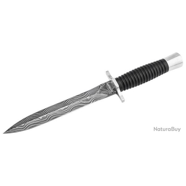 Dague Boker Acht-Acht Flak Damast acier Damas lame 183 mm - Noir