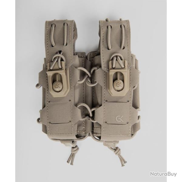 Double porte-chargeur 9 mm GK Dutycall c�te � c�te sur platine - Coyote