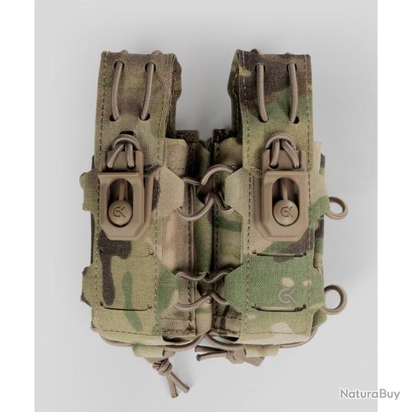 Double porte-chargeur 9 mm GK Dutycall c�te � c�te sur platine - Multicam