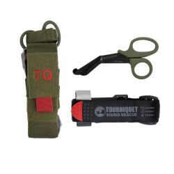 Ensemble garrot tactique Rhino Rescue 13 x 5 x 7 cm - Vert olive