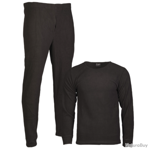 Ensemble thermique Mil-Tec en polaire polyester anti-peluchage - Noir / S