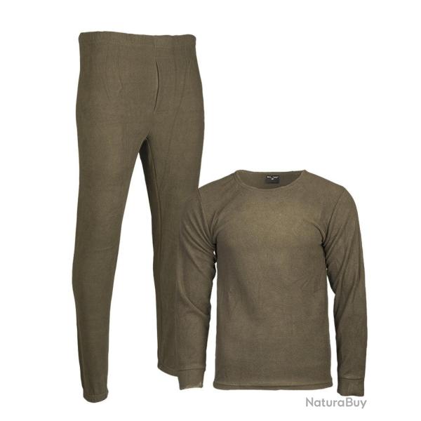 Ensemble thermique Mil-Tec en polaire polyester anti-peluchage - Vert olive / 3XL