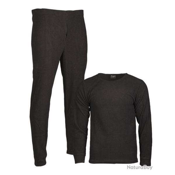 Ensemble thermique Mil-Tec en polaire polyester anti-peluchage - Noir / 3XL