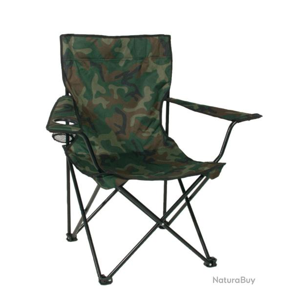Fauteuil de camp pliant Mil-Tec en acier et polyester Oxford - Woodland
