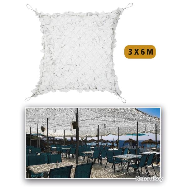 Filet d'ombrage Mil-Tec Shadow Sail 3 x 6 m en polyester - Blanc