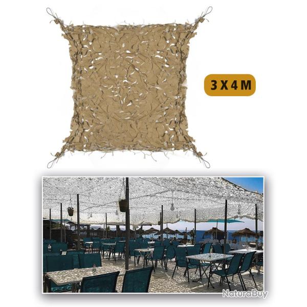 Filet de camouflage Mil-Tec Shadow Sail 3 x 4 m en polyester - Desert Camo