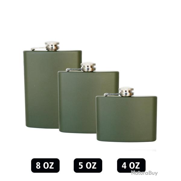 Flacon de poche Mil-Tec en acier inoxydable 110 ml � bouchon - Vert olive / S