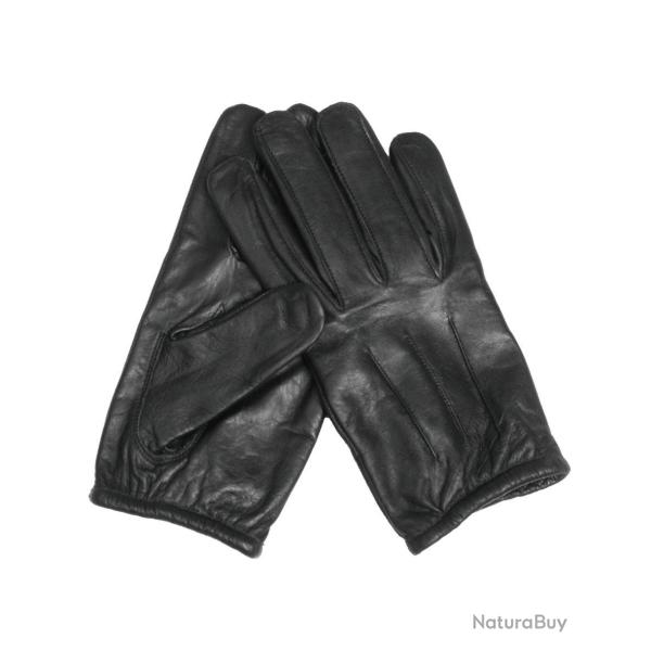 Gants anti-coupure Mil-Tec en cuir de vache doublure aramide - Noir / M