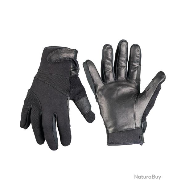 Gants anti-coupure Mil-Tec paume en cuir dessus n�opr�ne - Noir / S