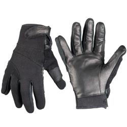 Gants anti-coupure Mil-Tec paume en cuir dessus n&eacute;opr&egrave;ne - Noir / L