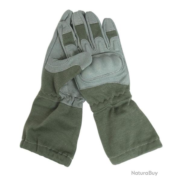 Gants d'intervention Mil-Tec en cuir et aramide Nomex - Foliage Green / L