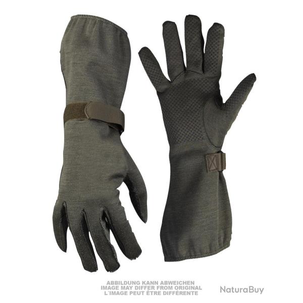 Gants de pilote de la Bundeswehr en Nomex � paume - Vert olive / 90 cm