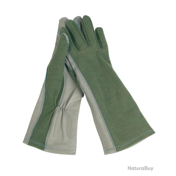 Gants de pilote type US Mil-Tec en aramide Nomex et cuir - Vert olive / 9