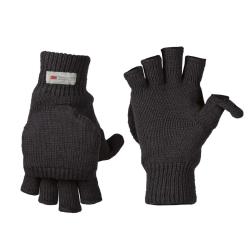 Gants mitaines Mil-Tec convertibles en polyacrylique ouatinage - Noir