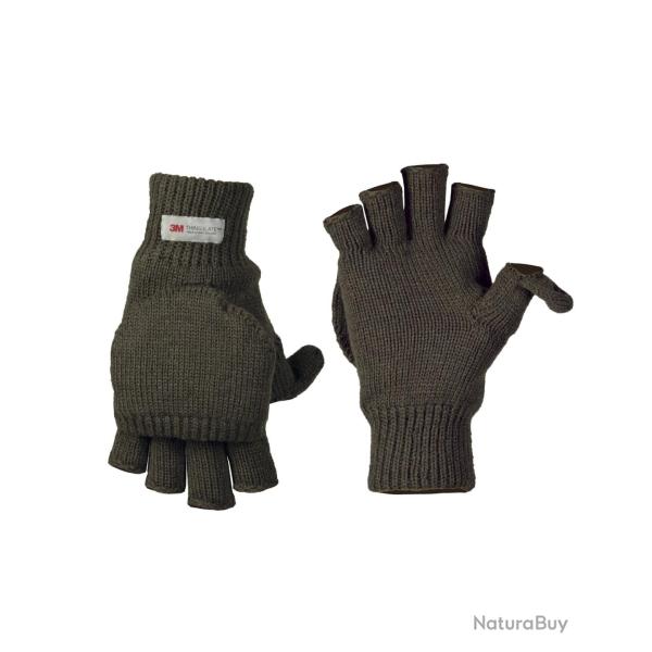 Gants mitaines Mil-Tec convertibles en polyacrylique ouatinage - Vert olive