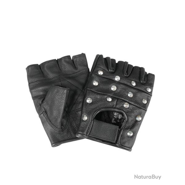 Gants mitaines Mil-Tec en cuir de bovin � rivets dorsaux - Autre / L