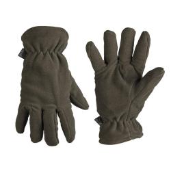 Gants polaires Mil-Tec en polyester doubl&eacute;s Thinsulate - Vert olive