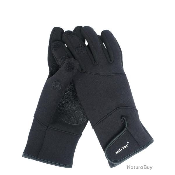 Gants tactiques Mil-Tec en n�opr�ne � trois doigts d�gag�s - Noir / M