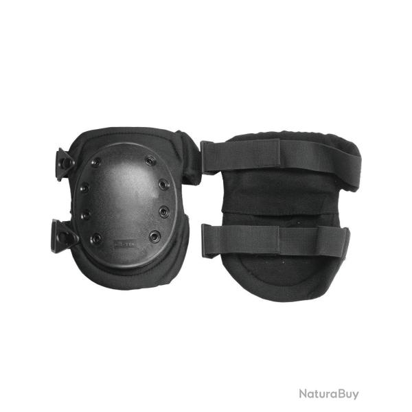 Genouill�res Mil-Tec Pro en polyester, coque bimati�re - Noir